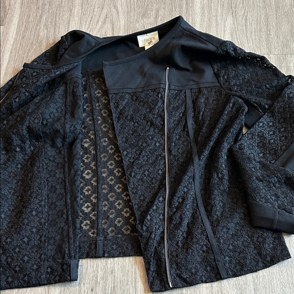 Chico's Navy Textured Blazer with Asymmetrical Zipper - Picture 6 of 6